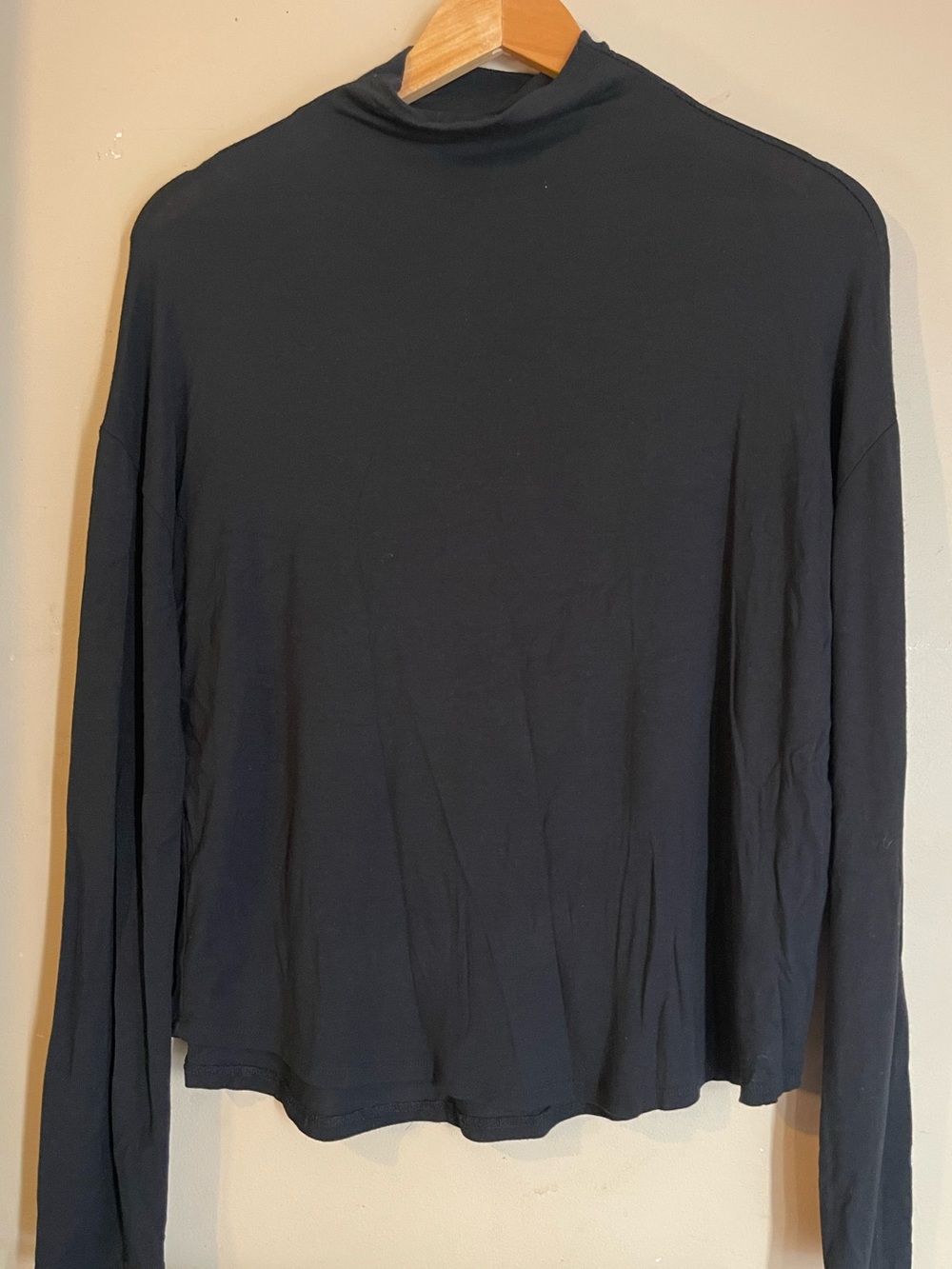 Dex Black Mock Neck Long Sleeve Top Micro Modal Soft Stretch Size Large Capsule